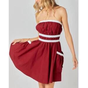 NEW BABY PINK the presley dress in red/white